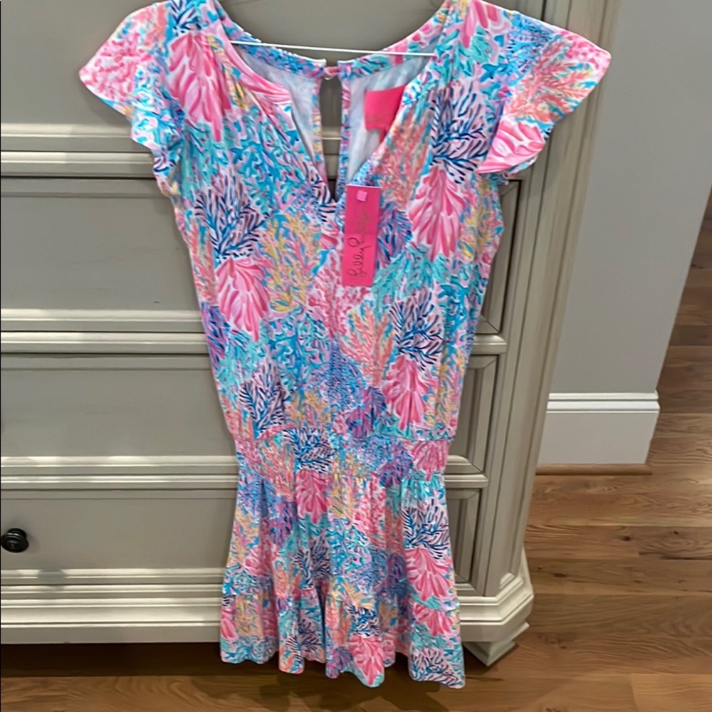 Lilly Pulitzer Pink and Blue Mini Romper Dress